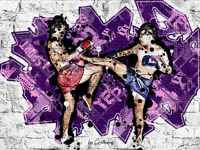 Graffiti Two thai boxers 3d animation branding design graphic design illustration logo typography ui ux vector