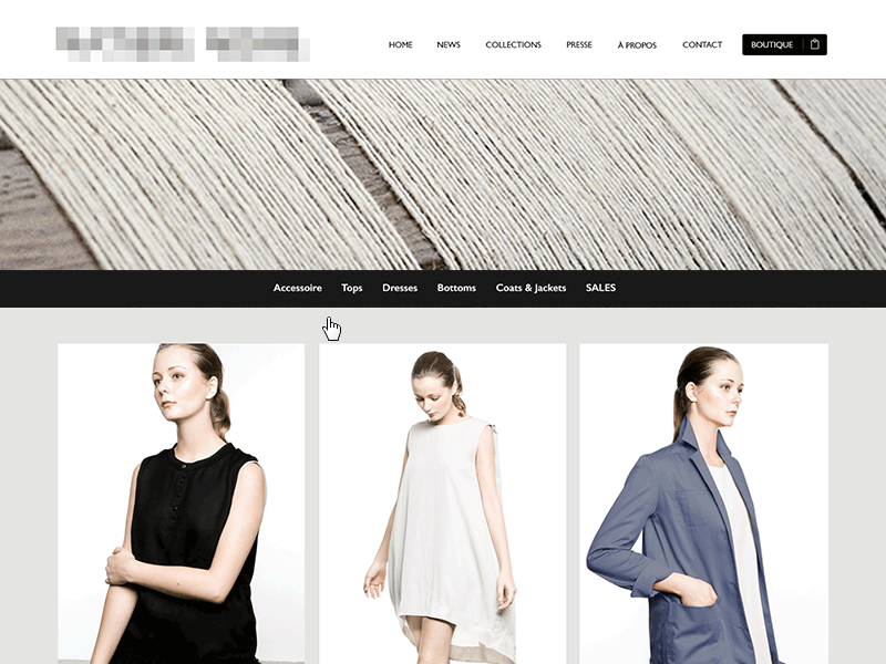 Scroll and hover Effect black clothing e commerce scroll effect white