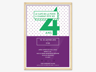 4 years - Cafe La Poste Charrat celebration food frame poster restaurant