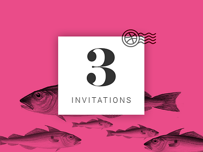 3 Invitations Dribbble dribbble fish franckgaudin invitations pink tree