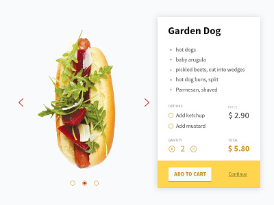 E-Commerce Shop - Day 012 #DailyUi dailyui e commerce food hot dog ketchup mustard product red shop yellow