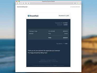 Email Receipt - Day 017 #DailyUi