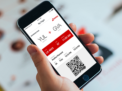 Boarding Pass - Day 024 #DailyUi air line app boarding pass canada dailyui flight gva passenger red swiss white yul