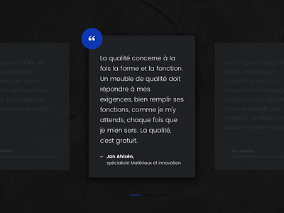 Testimonials - Day 039 #DailyUi black blue card dailyui dark testimonials