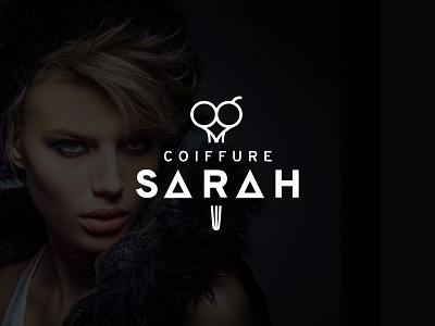 Coiffure Sarah black brand branding hairdresser logo white