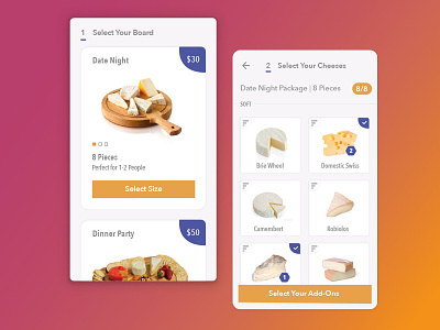 Cheese Board SaaS ecommerce mobile native saas ui