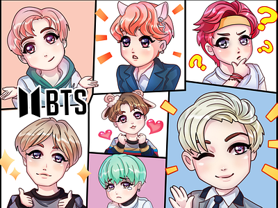 BTS emotes for twitch and print stickers