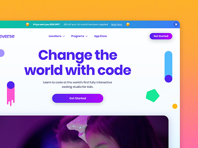 Website Updates code codeverse colorful design friendly fun gradient homepage kids mezzotint shapes website website design