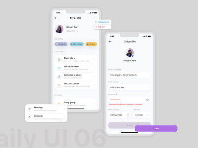 Daily UI 06 | User profile app tracker daily ui design profile study app ui uidesign user profile