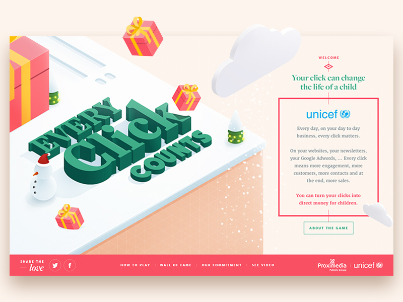 Every Click counts geometric isometric game card wishes winter serious game