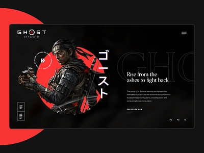 Ghost Of Tsushima - Design Exploration design exploration font minimalist ui videogame web webdesign website