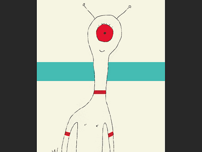 Alien Cyclops ( thin-line version ) alien cyclops greeting card illustration spot illusration