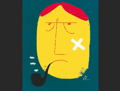 Grumpy Man cartoon illustration cartoon modern face head illustration man pipe smoker redhead spot illustration