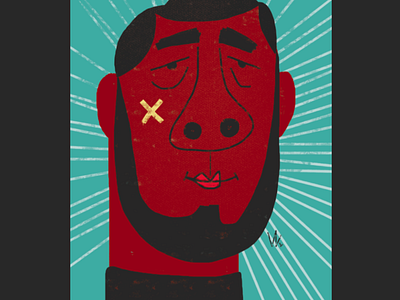 Pig Nose Pete bear beard cartoon modern editorial illustration face head shot illustration macho man portrait spot illustration