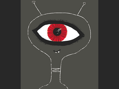 Too Much Eyeliner cyclops digitalart extraterrestrial eyeliner head shot illustration portrait red eye silly spot illustration