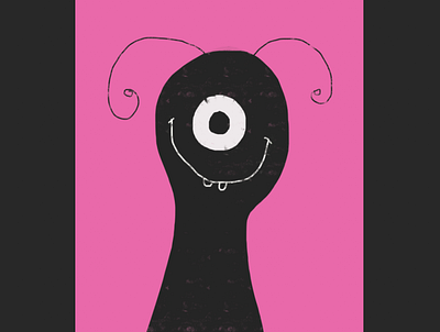 Black Cyclops: Pretty on Pink alien creature cyclops face happy illustration kidlitart pink portrait smile