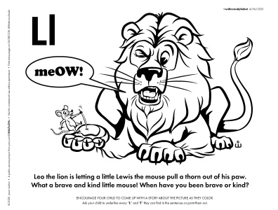 L is for Lion alphabet book cartoon childrens book childrens illustration coloring book coloring page illustration kidlitart lion
