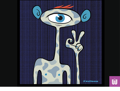 Blue-Eared Alien alien cartoon cartoon character cartoon illustration character design cyclops kidlit art peace portrait