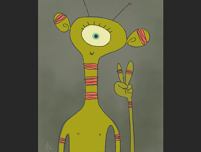 PEACE ALIEN [ 10-29-20 ] alien cartoon cartoon illustration characterdesign illustration kidlitart peace portrait