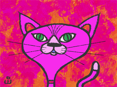 Fancy Cat advertising character background art cartoon cartoon illustration cat feline green eyes illustration pink texture