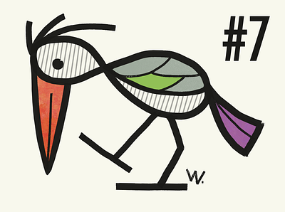 BIRDS THAT DON'T EXIST #7 ( The Pinstriped Grossbeak ) advertising character bird btde cartoon cartoon illustration cartoonmodern childrens illustration coloring book grossbeak illustration kidlit art minimalist minimalist illustration spot illustration waltoons whimsical