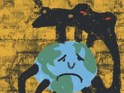 Big Oil v Earth big oil climate change earth editorial illustration energy policy environment global issues global warming greed monster politics spot illustration