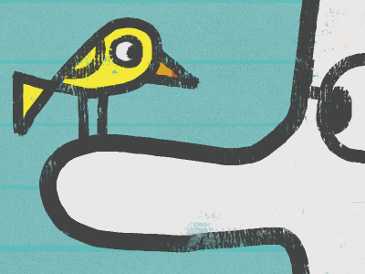 A Bird on the Nose big eyes big nose bird canary face off perch predicament spot illustration stare down staring