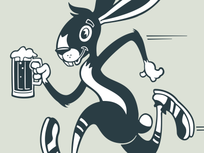 Barley the Bunny advertising character beer brand mascot bunny cartoon hare rabbit running t shirt