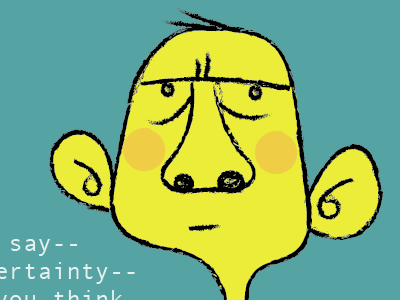 Yellow man with Big Ears+ anxiety anxious big ears man stare worried yellow