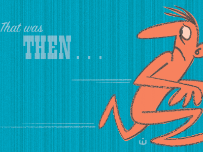 Then & Now editorial illustration spot illustration pitfall worry fear vintage cartoon modern upa style focus
