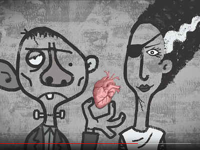 "AsyMmetrical Man" Screen Shot animation cartoon cartoon illustration characterdesign frankenstein freaks illustration love music video the bride of frankenstein