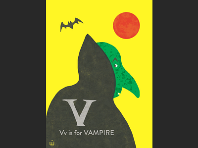 V is for VAMPIRE cartoon colorful dracula halloween illustration kidlitart spooky vampire