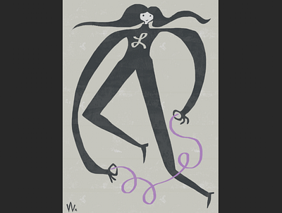 Lola Longlimbs cartoon illustration kidlitart lady long arms long legs silhouette