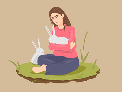 Rabbit Girl 2d bunny cute design drawing girl illustration illustrator rabbits vector woman