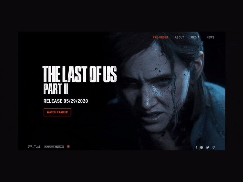 The Last Of Us Part II Website Interaction design game landing promo ps4 the last of us ui ux video game webdesign website website concept