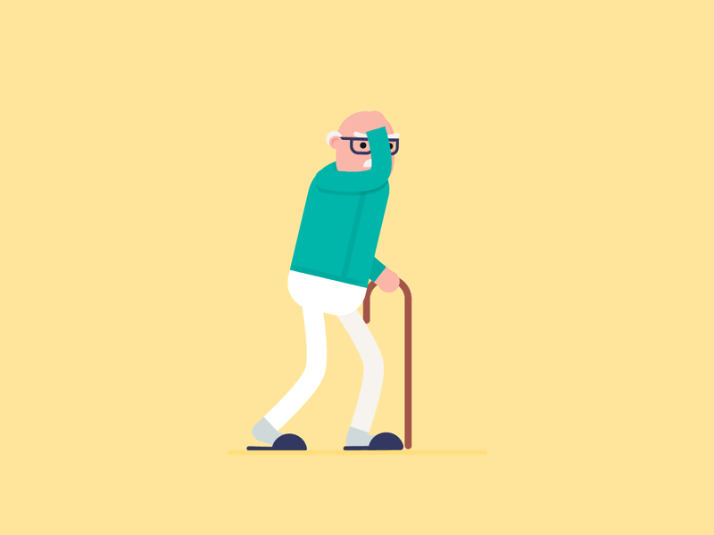 Old Man Walking 2d after animation character cycle effects gif graphics man motion old walk