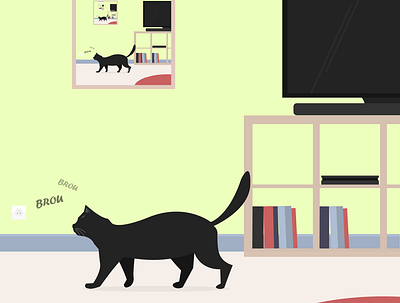 Lockdown routine 2d illustration black cat cat catception character design inception living room lockdown routine