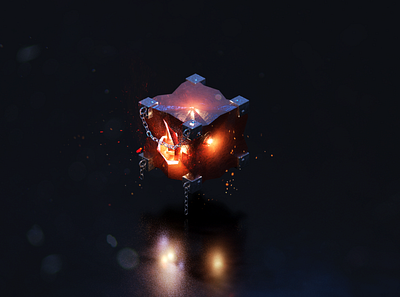 3D Fire Cube 3d art blender game