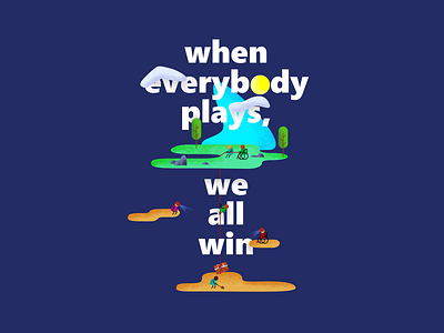When everybody plays, we all win drawing games gaming inclusive microsoft teamwork vector