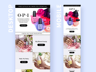 OPI Email Design beauty branding company design email freelance graphic design illustration mobile nail ui ux vector web