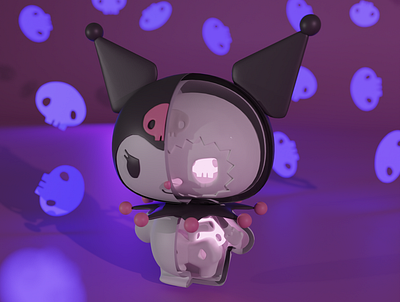 Kuromi skeleton 3d 3d character 3d modeling blender character cute illustration japanese kuromi modeling skeleton