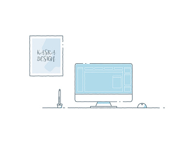 Back to Work - Illustration 2d 2d animation concept animation desk illustration imac mac monitor pen pencil vector work workstation