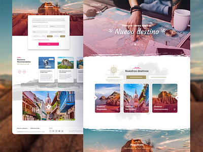 Portada Turismo Comfama adventure blog cards home interaction interface landing map news outdoor people tabs travel trip ui userinterface ux web