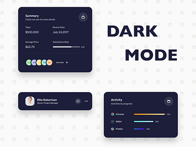 Dark Mode Widgets dark mode design illustration ui ui inspiration ux widgets