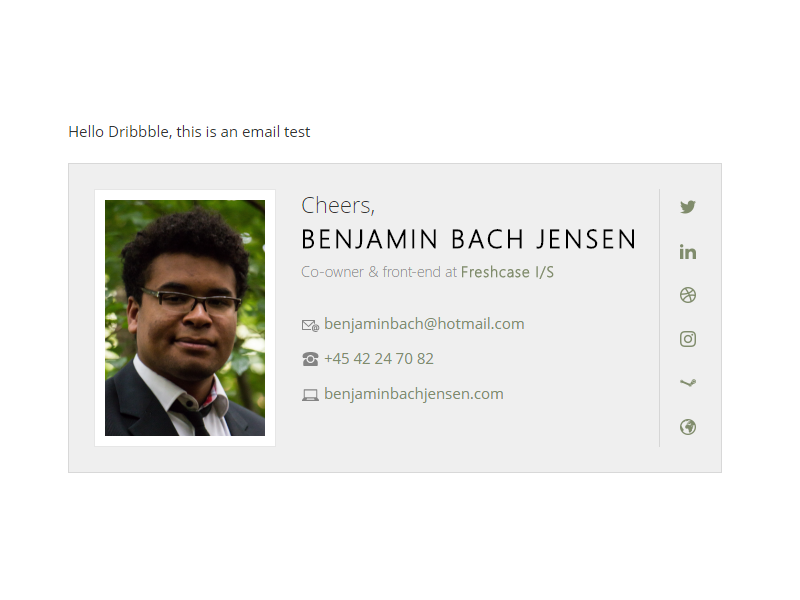 Email signature design by Benjamin B. Jensen on Dribbble