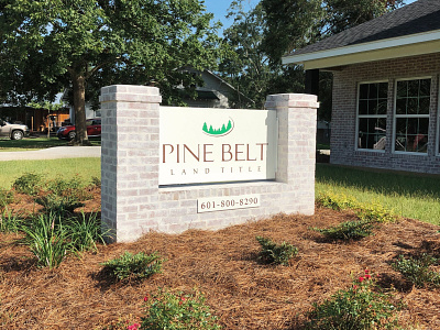 Pine Belt Land Title Monument Sign american made branding custom finest hand painted monument quality sign sign maker sign painter sign painting signmaking