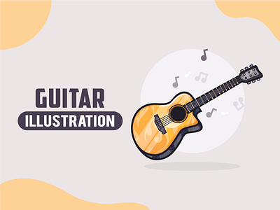 Dribbble guitar illustration logo vector