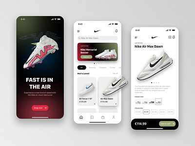 Nike App - App Design Concept app crypto app design e commerce app mobile app design ideas mobile ui mobile ui ux nike app design shoes app ui ui ux