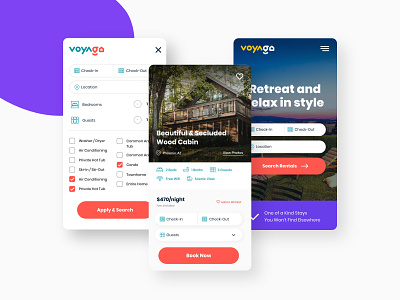 Voyago brand development creative direction rental responsive ui design ux design vacation web design