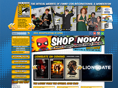 San Diego Comic Con (Proposed Shopping/Member Site) comiccon interface scifi site website